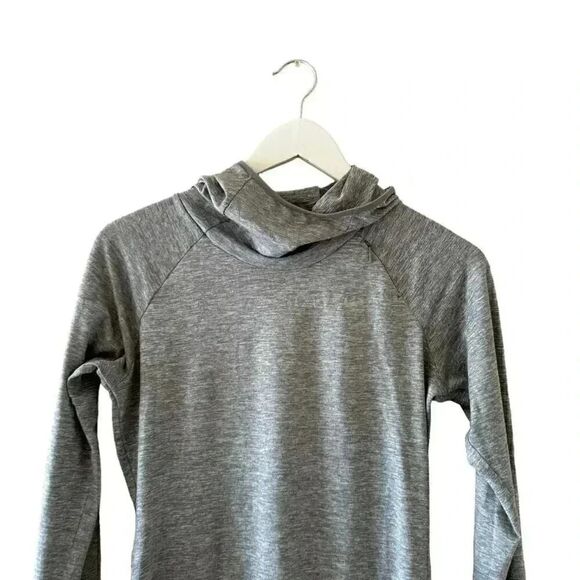 Nike Running Shirt Hooded Long Sleeve Zip Pocket Gray Stretch Top  SZXS #1965 - Picture 3 of 15